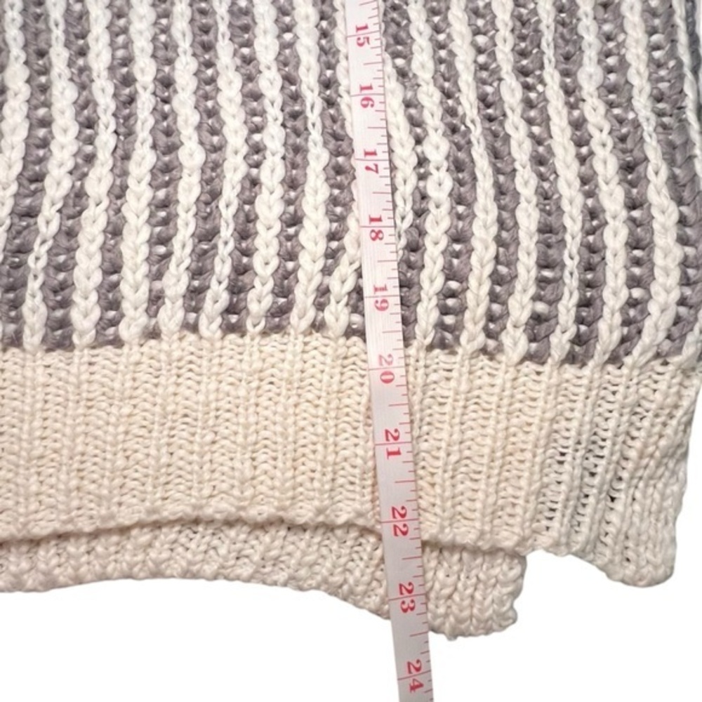 Lala Hoodie POL Thick Knit Wool Blend Sweater Drop Shoulder Small NWT Grey White - Picture 9 of 13